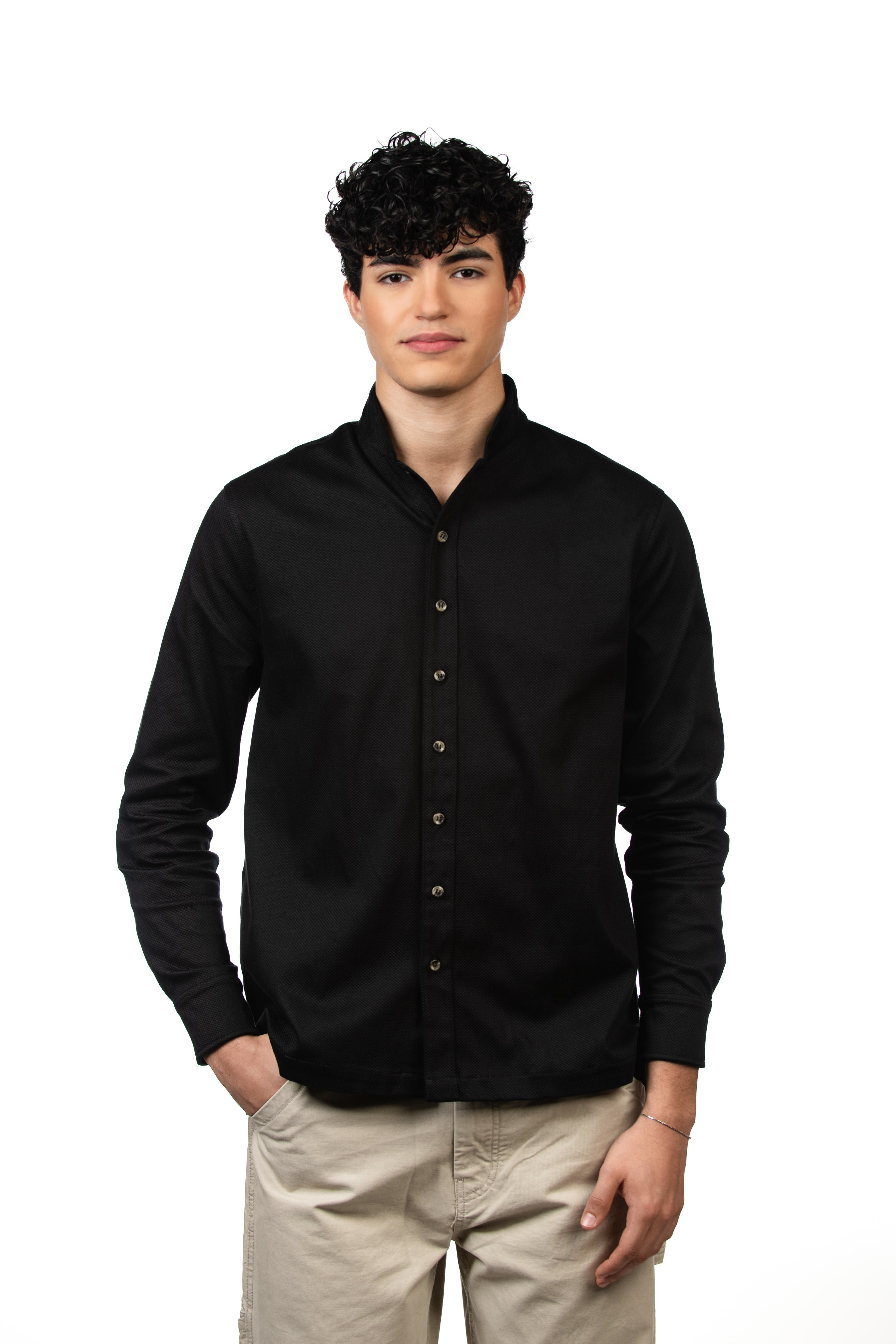 Timeclad Black Long-Sleeve Oxford Shirt